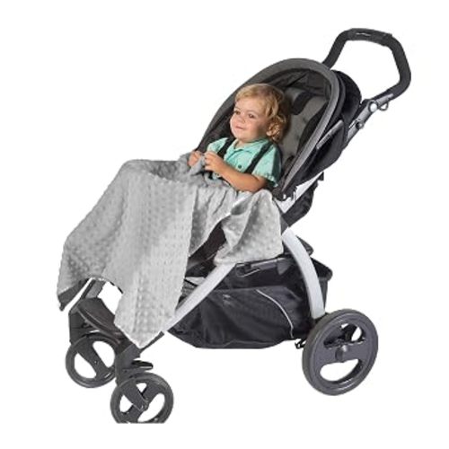 J.L. Childress Cuddle N Cover Stroller & Car Seat Blanket 30"x30", Grey | Soft blanket for travel attaches to stroller & baby car seat providing comfort, shade & protection - silky & minky fabric