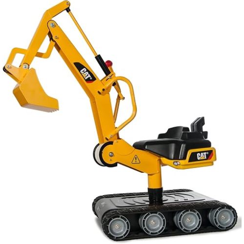 rolly toys CAT Construction Ride-On: Metal 360-Degree Excavator Digger with Traction Treads, Youth Ages 3+ Yellow, 38"(H) x 18"(W) x 34"(D)