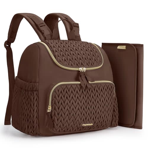 mommore Diaper Bag Backpack, Stylish Mini Baby Bag with Changing Pad | Insulated Pockets & Stroller Straps Small Diaper Backpack Compact Maternity Bag for Baby Essentials, Hospital & Daily Work