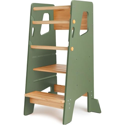 Toddler Standing Tower with 3 Safety Bars - Kitchen Stool Helper - Gray