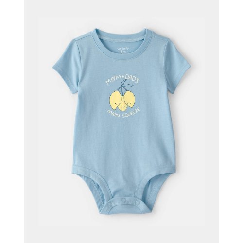 Baby 'Main Squeeze' Lemon Graphic Bodysuit - Blue | Carter's