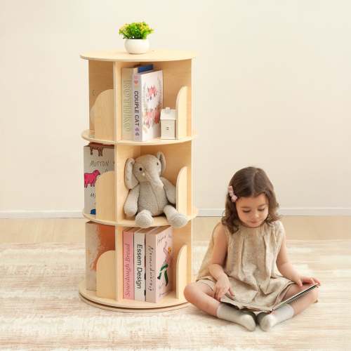 OOOK Kids Rotating Bookshelf,Small Corner Bookshelf,Standing Bookcase