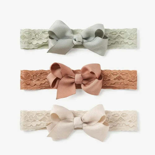 Elegant Baby - Lacey Headband Bows 3-Pack - Neutral