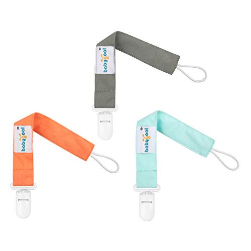 babygoal Baby Neutral Pacifier Clips Solid Color, 3 Pack PS01