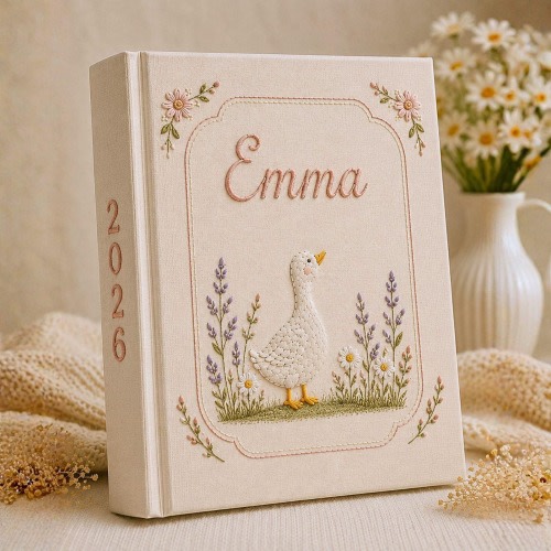 Personalized Baby Memory Book, Silly Goose Custom Embroidered Photo Album, Little Moments Keepsake Journal, New Mom Gift, Baby Shower Gift