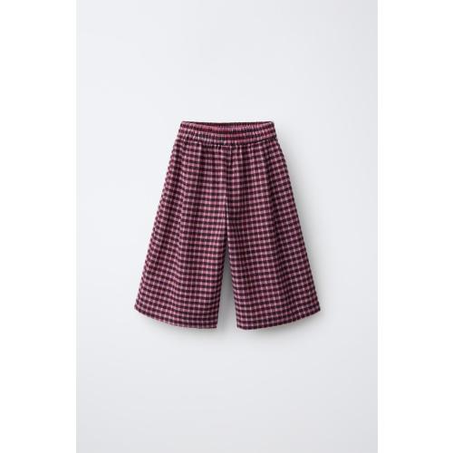 PLAID PLEATED CULOTTES - Fuchsia | ZARA United States