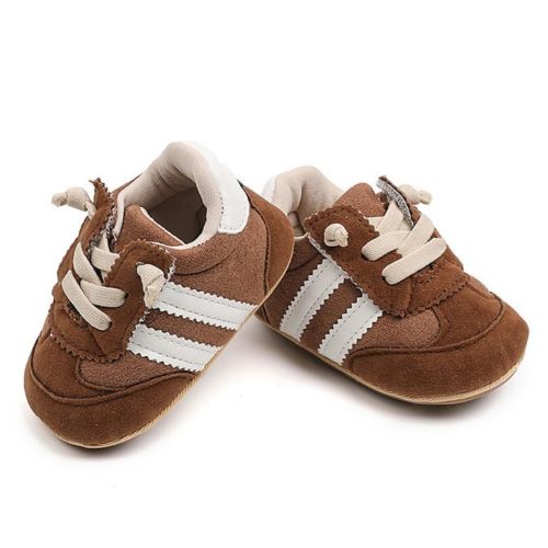Newbron Baby Boys Girls Retro Sneakers Pu Leather Rubber Sole Walking Shoes Toddler Non-Slip First Walkers Infant Slippers Crib Shoes