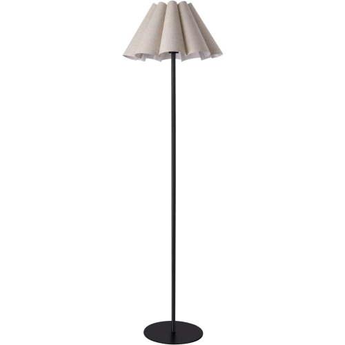 KUNJOULAM Modern Floor Lamp, Black Pole Floor Lamps, Simple Design Tall Lamp with Beige Lampshade, Standing Lamp for Living Room, Bedroom, Office, Home (Without Bulb)