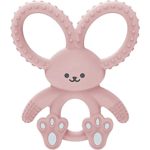 Dr. Brown's Flexees Pink Bunny, Soft 100% Silicone Baby Teether, BPA Free, 3m+