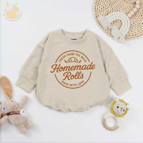 Homemade Rolls Romper, My Rolls Are Homemade, Retro Fall Toddler, Autumn Kids Clothes, Thanksgiving Day Baby Bodysuit, Baby Shower Gift