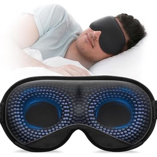 YFONG Weighted Sleep Mask for Women Men, 3D Light Blocking Eye Mask, Black