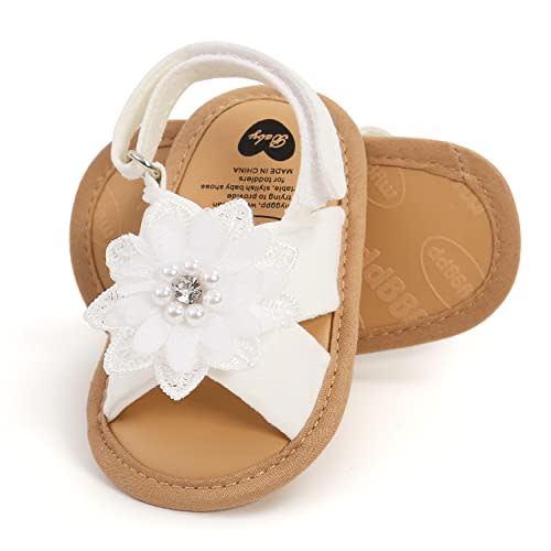 Infant Baby Girls Summer Sandals with Flower Bowknot Soft Sole Wedding Dress Flats Newborn First Walkers Crib Dress Shoes
