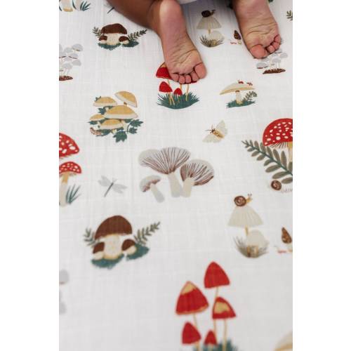 Organic Muslin Cotton Mushroom Crib Sheet | Gift For Baby | Christmas Holiday Gift