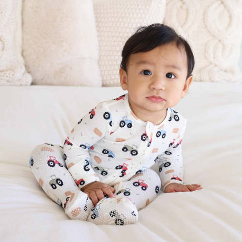 Little Farmer Bamboo Waffle Zipper Footie