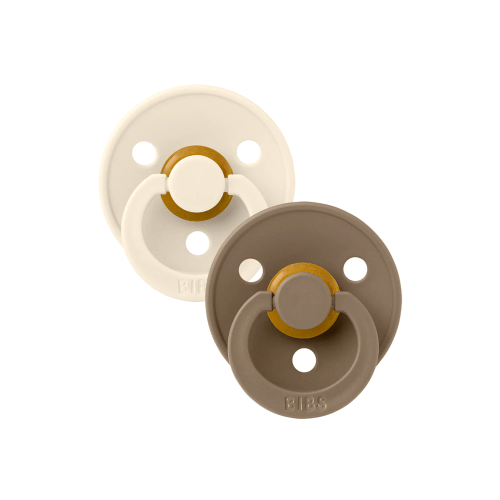 Colour Round Natural Rubber Latex Pacifier 2 Pack, Ivory/Dark Oak