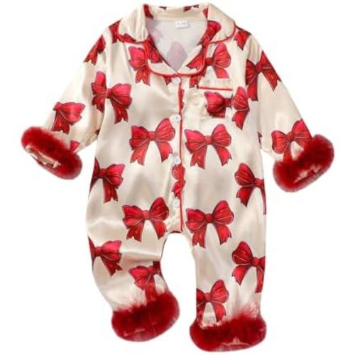 Newborn Baby Girl Pajamas Long Sleeve Romper One Piece Jumpsuit Button Down Nightgown Infant Silk Pjs Baby Sleepwear