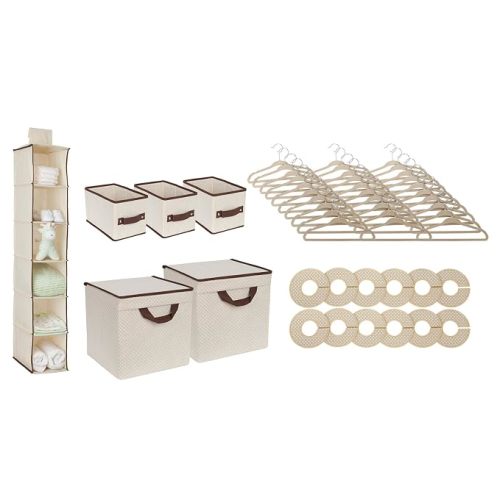Delta Children Nursery Storage 48 Piece Set - Easy Storage/Organization Solution - Keeps Bedroom, Nursery & Closet Clean, Beige