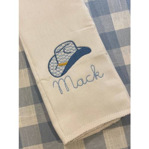 Monogrammed Cowboy Hat Burp Cloth