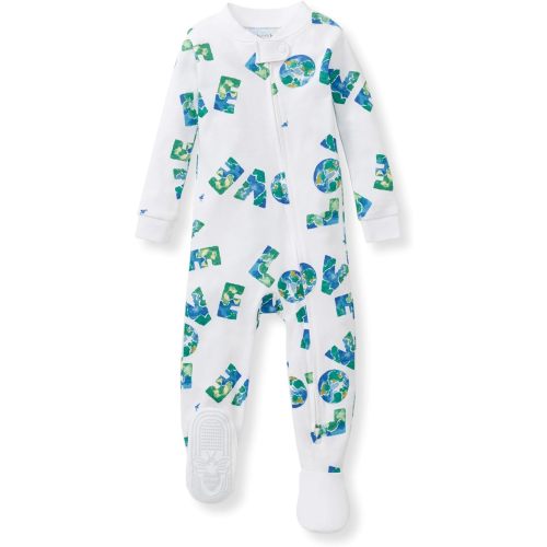 Burt's Bees Baby Organic Cotton Footed Pajamas for Boys, Zipper PJ Sleeper, Snug Fit Sleepwear with Non-Slip Bee Grips