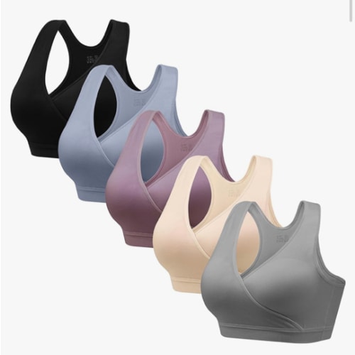 HBselect Nursing Bras for Breastfeeding, Maternity Nursing Sleep Bra Wireless Pregnancy Sleep Bralette 3/5 Pack