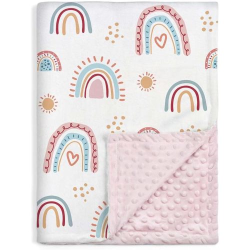 SANDJEST Rainbow Kid Blanket for Girls - 30 x 40 Kids Minky Blanket - Gifts for Kids on Birthday Christmas Nursery Bedroom Decor