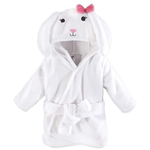 Hudson Baby Unisex Baby Plush Animal Face Bathrobe, Bunny, 0-9 Months