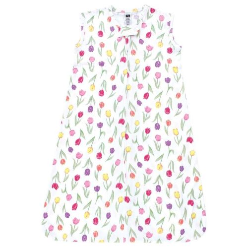 Hudson Baby Infant Girl Cotton Sleeveless Wearable Sleeping Bag, Sack, Blanket, Spring Tulips, 6-12 Months