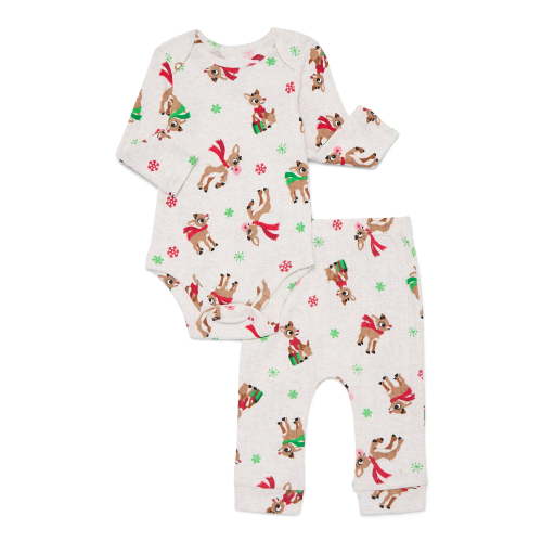 Rudolph Baby Boys Christmas Graphic Bodysuit and Jogger Pants Set, 2-Piece, Sizes 0M-12M