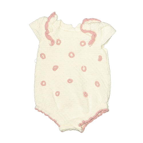Nicole Miller New York 100% Cotton Polka Dots Ivory Short Sleeve Onesie Size 3-6 mo