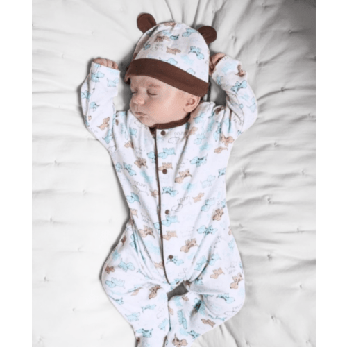 Cute Puppies Footed One-Piece And Hat