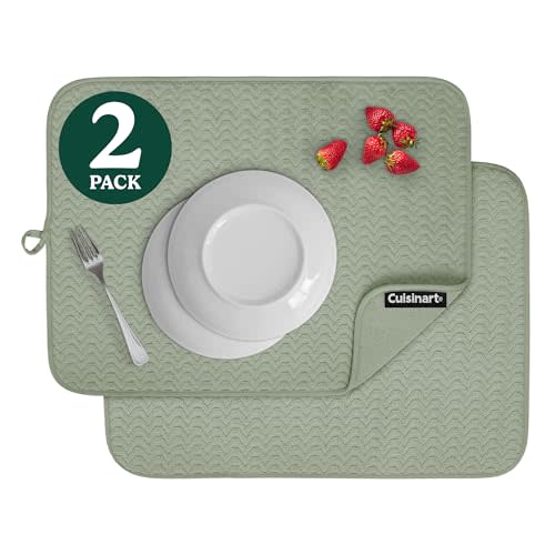 Cuisinart Dish Drying Mats for Kitchen Counter - (2) 18" x 24" Ultra Absorbent Dish Drying Mat XL - Foldable, Machine Washable, Fast Drying Dish Mat