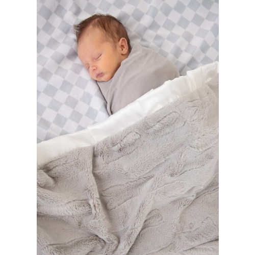 Checkered Silver Plush Blanket