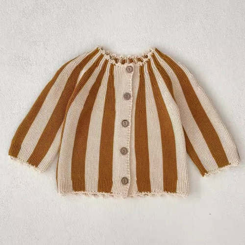 6-12 mo - Kika Stripe Knit Button Up Cardigan