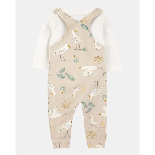 Baby 2-Piece Bird Print Long-Sleeve Tee & Overall Set