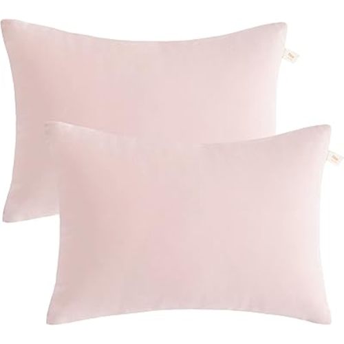 BEDSUM Toddler Pillows, 13x18 Ultra Soft Microfiber Travel Pillow for Sleeping - Small Pillows for Kids Daycare, Flight and Neck Support - Machine Washable Pillow Inserts, 2 Pack, Pink