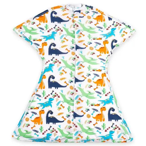 SleepingBaby Zipadee-Zip Transition Swaddle - Cozy Baby Swaddle Blanket with Zipper Convenience - Roomy Wearable Blanket for Easy Diaper Changes - Dino, Large (12-24 Month)