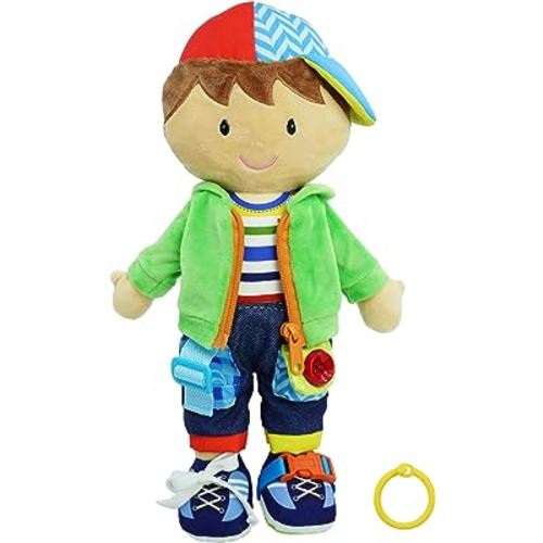 June Garden 15.5" Dressy Friends Terry - Educational Stuffed Plush Doll for Kids and Toddlers 2 Years and Up - Montessori Buckle Soft Toy