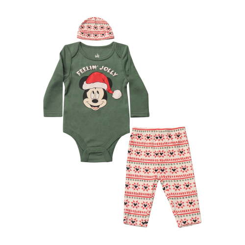 Disney Clothes Baby Boys Bodysuit, Pants & Hat 3-Piece Outfit Set – Mickey Mouse, Lion King, Stitch, Pooh, Cars, & Spiderman (0/3M–6/9M)