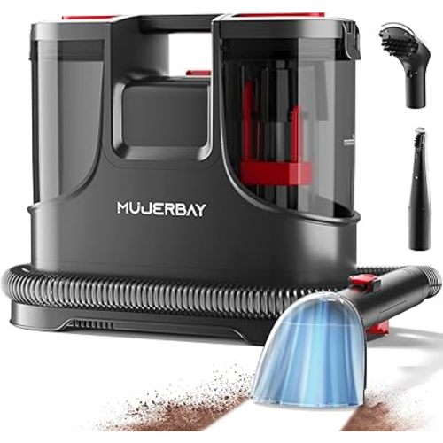 Upholstery Carpet Cleaner, MUJERBAY 15Kpa Portable Spot and Stain Cleaner Shampooer, Easy Move with Handle, 1.5-inch Deep Cleaning Machine for Couch, Stairs, Car and Pet Messes.