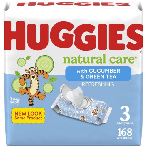 Huggies Natural Care Refreshing Baby Wipes, Scented, 3 Flip-Top Packs (168 Wipes Total)