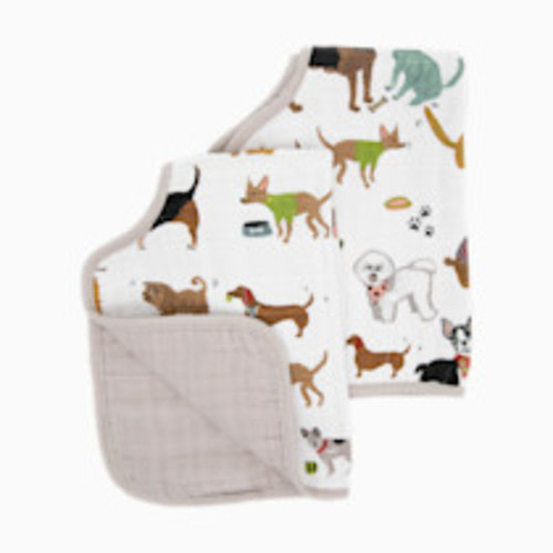 Little Unicorn Ultra-Absorbent Premium Burp Cloth 2 Pack | Soft on Baby's Skin | Larger Size | Ergonomic Design | Set of 2 (Woof)