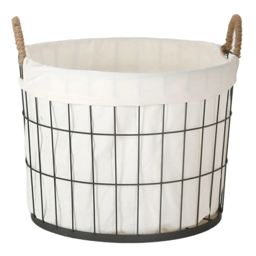 Lined Round Wire Storage Basket, Large