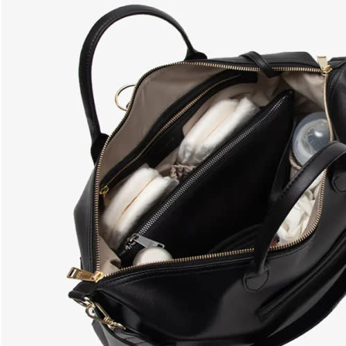 Black Diaper Bag / Midi with gold hardware