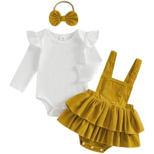 Baby Girl Fall Winter Romper Corduroy Overalls Dress Sets 0-18M
