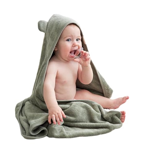 Munich Blue Toddler Bath Towel - Viscose from Bamboo & Cotton Blend for Delicate Skin - Super Soft Thick 600GSM - Ideal Toddler Boy and Girl Bath Essentials 35"x35" Bath Towel - Baby Towel with Hood