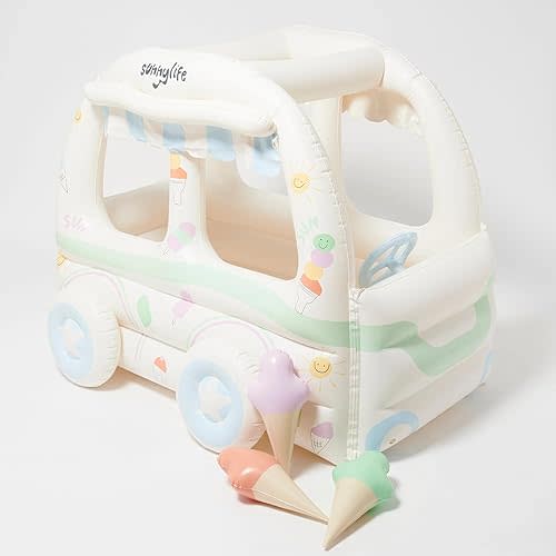 SUNNYLiFE Kids Inflatable Playhouse - Summer Sundae Multi. This Inflatable Cubby Comes with 3 x Inflatable Ice Creams, and Perfect for Indoor or Outdoor Play, Up to 66 lbs
