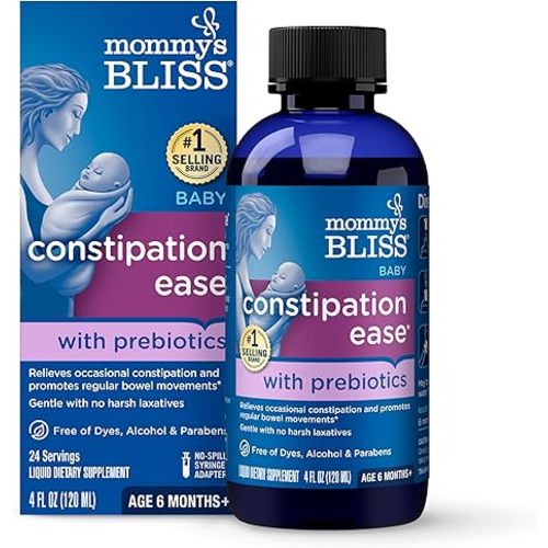Mommy's Bliss Constipation Ease + Prebiotics, Relieves Occasional Constipation, Gentle & Safe, No Harsh Laxatives, 4 Fl Oz Bottle (Pack of 1)