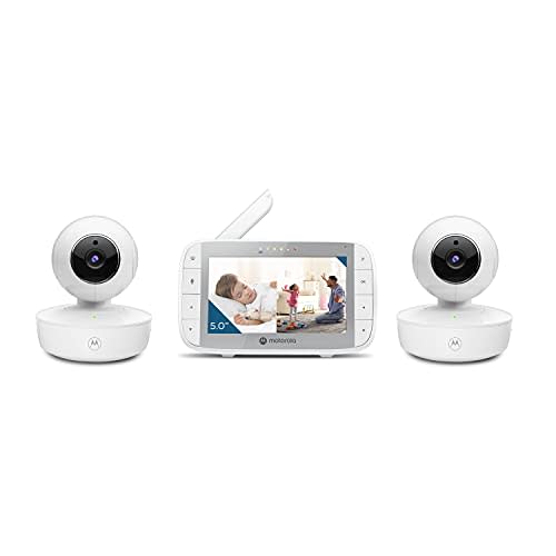 Motorola Nursery VM36XL 2-Camera Video Baby Monitor, 1000ft Range no WiFi 2.4 GHz Wireless, 5" Screen, 2-Way Audio, Pan/Tilt/Zoom, Sensor, Lullabies, Night Vision