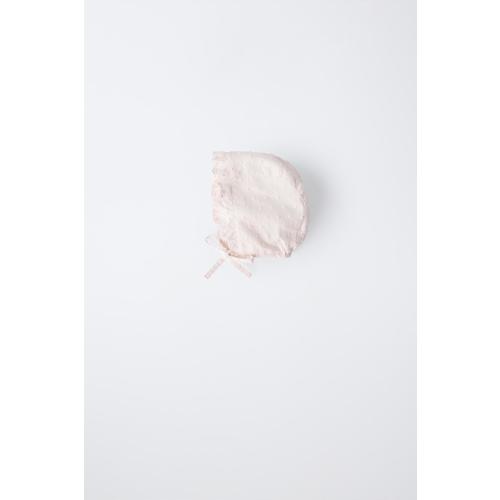 RUFFLED DOTTED MESH BONNET - Pale pink | ZARA United States