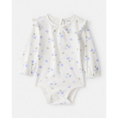 Baby Girl Butterfly Print Long-Sleeve Bodysuit - Ivory - OshKosh B'gosh | Carter's